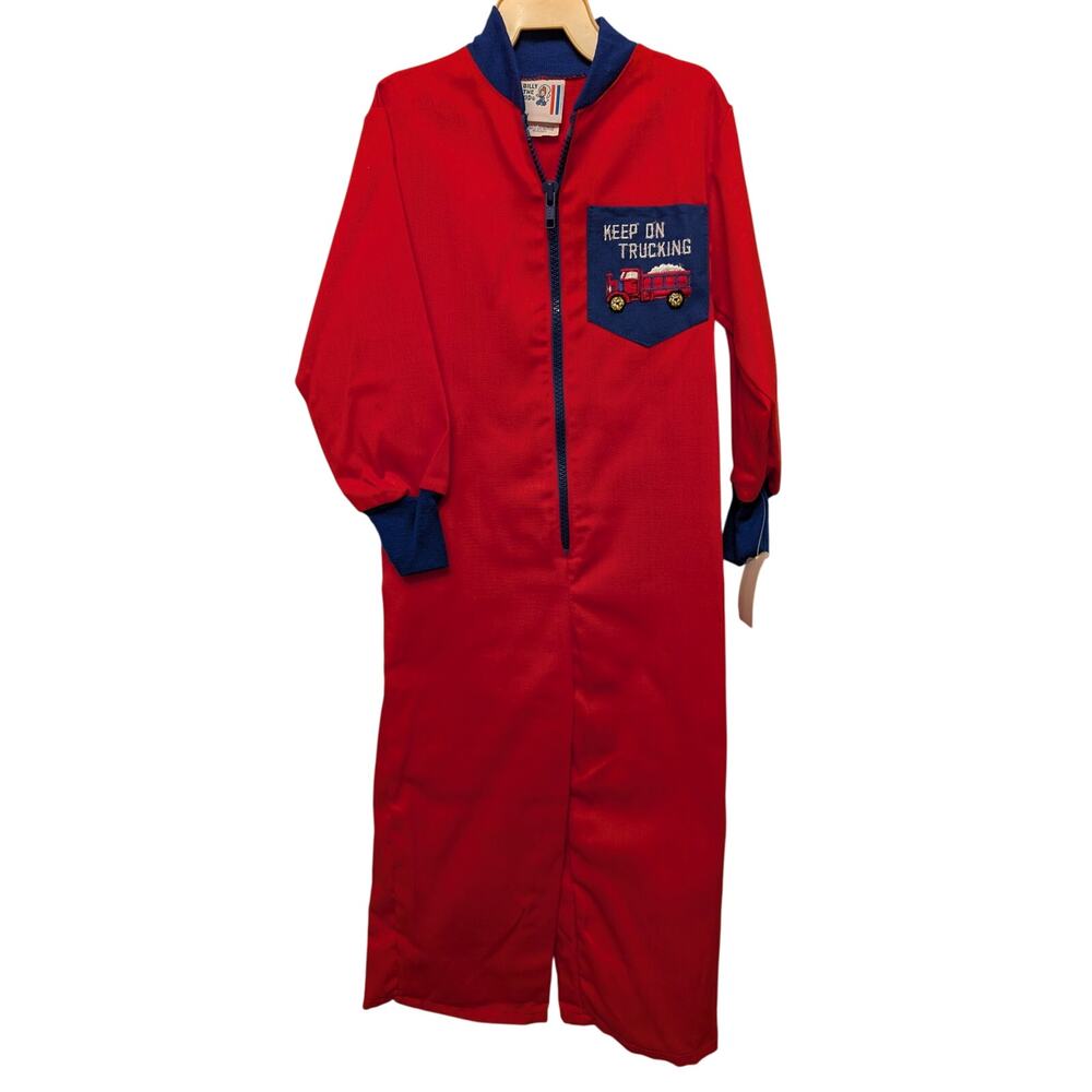 Vintage 1980's Billy the Kid Jumpsuit Keep On Trucking Red Costume NEW DEADSTOCK